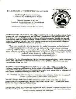 Indigenous activists' flyer for abolishing Columbus Day